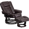 image:imageFlash Furniture Bali Contemporary MultiPosition LeatherSoft Recliner Chair with Ottoman 360Degree Swivel Recliner ChairOttoman Set BeigeBrown