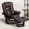 image:imageFlash Furniture Bali Contemporary MultiPosition LeatherSoft Recliner Chair with Ottoman 360Degree Swivel Recliner ChairOttoman Set BeigeBrown