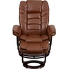 image:imageFlash Furniture Bali Contemporary MultiPosition LeatherSoft Recliner Chair with Ottoman 360Degree Swivel Recliner ChairOttoman Set BeigeBrown Vintage