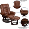image:imageFlash Furniture Bali Contemporary MultiPosition LeatherSoft Recliner Chair with Ottoman 360Degree Swivel Recliner ChairOttoman Set BeigeBrown Vintage