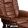 image:imageFlash Furniture Bali Contemporary MultiPosition LeatherSoft Recliner Chair with Ottoman 360Degree Swivel Recliner ChairOttoman Set BeigeBrown Vintage