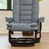 image:imageFlash Furniture Bali Contemporary MultiPosition Recliner with Horizontal Stitching and Ottoman with Swivel Mahogany Wood Base in Gray LeatherSoft