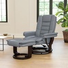 image:imageFlash Furniture Bali Contemporary MultiPosition Recliner with Horizontal Stitching and Ottoman with Swivel Mahogany Wood Base in Gray LeatherSoft
