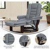 image:imageFlash Furniture Bali Contemporary MultiPosition Recliner with Horizontal Stitching and Ottoman with Swivel Mahogany Wood Base in Gray LeatherSoft