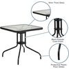 image:imageFlash Furniture Barker 28 Square Tempered Glass Metal Table with Dark Brown Rattan EdgingClear TopBlack Rattan