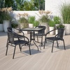 image:imageFlash Furniture Barker 28 Square Tempered Glass Metal Table with Dark Brown Rattan EdgingClear TopBlack Rattan