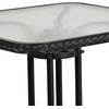 image:imageFlash Furniture Barker 28 Square Tempered Glass Metal Table with Dark Brown Rattan EdgingClear TopBlack Rattan