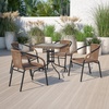image:imageFlash Furniture Barker 28 Square Tempered Glass Metal Table with Dark Brown Rattan EdgingClear TopDark Brown Rattan