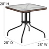 image:imageFlash Furniture Barker 28 Square Tempered Glass Metal Table with Dark Brown Rattan EdgingClear TopDark Brown Rattan