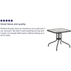 image:imageFlash Furniture Barker 28 Square Tempered Glass Metal Table with Dark Brown Rattan EdgingClear TopGray Rattan
