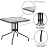 image:imageFlash Furniture Barker 28 Square Tempered Glass Metal Table with Dark Brown Rattan EdgingClear TopGray Rattan