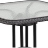 image:imageFlash Furniture Barker 28 Square Tempered Glass Metal Table with Dark Brown Rattan EdgingClear TopGray Rattan