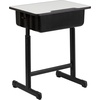 image:imageFlash Furniture Billie Open Front Student Desk for Classrooms or Remote Learning Height Adjust School Desk with Book Box and Bag Hooks BlackGraySet of 1
