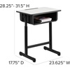 image:imageFlash Furniture Billie Open Front Student Desk for Classrooms or Remote Learning Height Adjust School Desk with Book Box and Bag Hooks BlackGraySet of 10