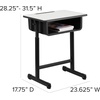 image:imageFlash Furniture Billie Open Front Student Desk for Classrooms or Remote Learning Height Adjust School Desk with Book Box and Bag Hooks BlackGraySet of 1