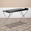 image:imageFlash Furniture Black Computer Desk with Raised Border and Silver Metal FrameBlack