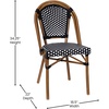 image:imageFlash Furniture Bordeaux Set of 2 IndoorOutdoor Commercial Bistro Stack Chairs  NavyWhite PE Rattan Back and Seat  Natural Bamboo Print Aluminum FrameBlack  WhiteNatural Frame