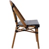 image:imageFlash Furniture Bordeaux Set of 2 IndoorOutdoor Commercial Bistro Stack Chairs  NavyWhite PE Rattan Back and Seat  Natural Bamboo Print Aluminum FrameBlack  WhiteNatural Frame