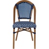 image:imageFlash Furniture Bordeaux Set of 2 IndoorOutdoor Commercial Bistro Stack Chairs  NavyWhite PE Rattan Back and Seat  Natural Bamboo Print Aluminum FrameNavy  WhiteNatural Frame