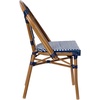 image:imageFlash Furniture Bordeaux Set of 2 IndoorOutdoor Commercial Bistro Stack Chairs  NavyWhite PE Rattan Back and Seat  Natural Bamboo Print Aluminum FrameNavy  WhiteNatural Frame