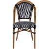 image:imageFlash Furniture Bordeaux Set of 2 IndoorOutdoor Commercial Bistro Stack Chairs  NavyWhite PE Rattan Back and Seat  Natural Bamboo Print Aluminum FrameBlack  WhiteNatural Frame