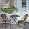 image:imageFlash Furniture Bordeaux Set of 2 IndoorOutdoor Commercial Bistro Stack Chairs  NavyWhite PE Rattan Back and Seat  Natural Bamboo Print Aluminum FrameBlack  WhiteNatural Frame