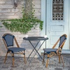 image:imageFlash Furniture Bordeaux Set of 2 IndoorOutdoor Commercial Bistro Stack Chairs  NavyWhite PE Rattan Back and Seat  Natural Bamboo Print Aluminum FrameNavy  WhiteNatural Frame
