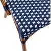 image:imageFlash Furniture Bordeaux Set of 2 IndoorOutdoor Commercial Bistro Stack Chairs  NavyWhite PE Rattan Back and Seat  Natural Bamboo Print Aluminum FrameNavy  WhiteNatural Frame