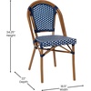 image:imageFlash Furniture Bordeaux Set of 2 IndoorOutdoor Commercial Bistro Stack Chairs  NavyWhite PE Rattan Back and Seat  Natural Bamboo Print Aluminum FrameNavy  WhiteNatural Frame