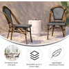image:imageFlash Furniture Bordeaux Set of 2 IndoorOutdoor Commercial Bistro Stack Chairs  NavyWhite PE Rattan Back and Seat  Natural Bamboo Print Aluminum FrameBlack  WhiteNatural Frame