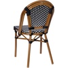 image:imageFlash Furniture Bordeaux Set of 2 IndoorOutdoor Commercial Bistro Stack Chairs  NavyWhite PE Rattan Back and Seat  Natural Bamboo Print Aluminum FrameBlack  WhiteNatural Frame