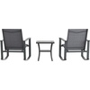 image:imageFlash Furniture Brazos 3 Piece Outdoor Rocking Chair Bistro Set with Flex Comfort Material and Metal Framed Glass Top Table BlackBlackBlack