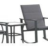 image:imageFlash Furniture Brazos 3 Piece Outdoor Rocking Chair Bistro Set with Flex Comfort Material and Metal Framed Glass Top Table BlackBlackBlack