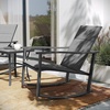 image:imageFlash Furniture Brazos 3 Piece Outdoor Rocking Chair Bistro Set with Flex Comfort Material and Metal Framed Glass Top Table BlackBlackBlack