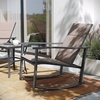 image:imageFlash Furniture Brazos 3 Piece Outdoor Rocking Chair Bistro Set with Flex Comfort Material and Metal Framed Glass Top Table BlackBlackBrown