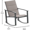 image:imageFlash Furniture Brazos 3 Piece Outdoor Rocking Chair Bistro Set with Flex Comfort Material and Metal Framed Glass Top Table BlackBlackBrown