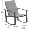 image:imageFlash Furniture Brazos 3 Piece Outdoor Rocking Chair Bistro Set with Flex Comfort Material and Metal Framed Glass Top Table BlackBlackGrey