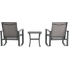 image:imageFlash Furniture Brazos 3 Piece Outdoor Rocking Chair Bistro Set with Flex Comfort Material and Metal Framed Glass Top Table BlackBlackGrey