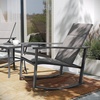 image:imageFlash Furniture Brazos 3 Piece Outdoor Rocking Chair Bistro Set with Flex Comfort Material and Metal Framed Glass Top Table BlackBlackGrey
