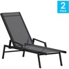 image:imageFlash Furniture Brazos Set of 2 Adjustable Chaise Lounge Chairs with Arms AllWeather Outdoor FivePosition Recliners BlackBrownBlackBlack