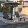 image:imageFlash Furniture Brazos Set of 2 Adjustable Chaise Lounge Chairs with Arms AllWeather Outdoor FivePosition Recliners BlackBrownBlackBlack