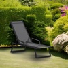 image:imageFlash Furniture Brazos Set of 2 Adjustable Chaise Lounge Chairs with Arms AllWeather Outdoor FivePosition Recliners BlackBrownBlackBlack
