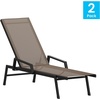 image:imageFlash Furniture Brazos Set of 2 Adjustable Chaise Lounge Chairs with Arms AllWeather Outdoor FivePosition Recliners BlackBrownBrownBlack