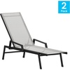 image:imageFlash Furniture Brazos Set of 2 Adjustable Chaise Lounge Chairs with Arms AllWeather Outdoor FivePosition Recliners BlackBrownGrayBlack