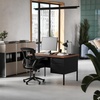 image:imageFlash Furniture Cambridge Right Side Single Pedestal Desk with 3 Locking Drawers Commercial Grade Teachers or Office Desk 30x48 Metal Frame WalnutBlackWalnut