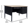 image:imageFlash Furniture Cambridge Right Side Single Pedestal Desk with 3 Locking Drawers Commercial Grade Teachers or Office Desk 30x48 Metal Frame WalnutBlackWhite Oak