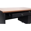 image:imageFlash Furniture Cambridge Right Side Single Pedestal Desk with 3 Locking Drawers Commercial Grade Teachers or Office Desk 30x48 Metal Frame WalnutBlackWalnut
