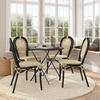 image:imageFlash Furniture Cannes IndoorOutdoor Commercial Thonet French Bistro Stack Chair  Natural PE Cane Rattan Back and Seat  White Metal FrameNaturalBlack Frame