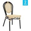 image:imageFlash Furniture Cannes IndoorOutdoor Commercial Thonet French Bistro Stack Chair  Natural PE Cane Rattan Back and Seat  White Metal FrameNaturalBlack Frame
