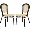 image:imageFlash Furniture Cannes IndoorOutdoor Commercial Thonet French Bistro Stack Chair  Natural PE Cane Rattan Back and Seat  White Metal FrameNaturalBlack Frame